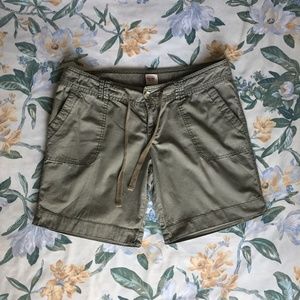 Army Green Cargo Khaki Long Drawstring Shorts